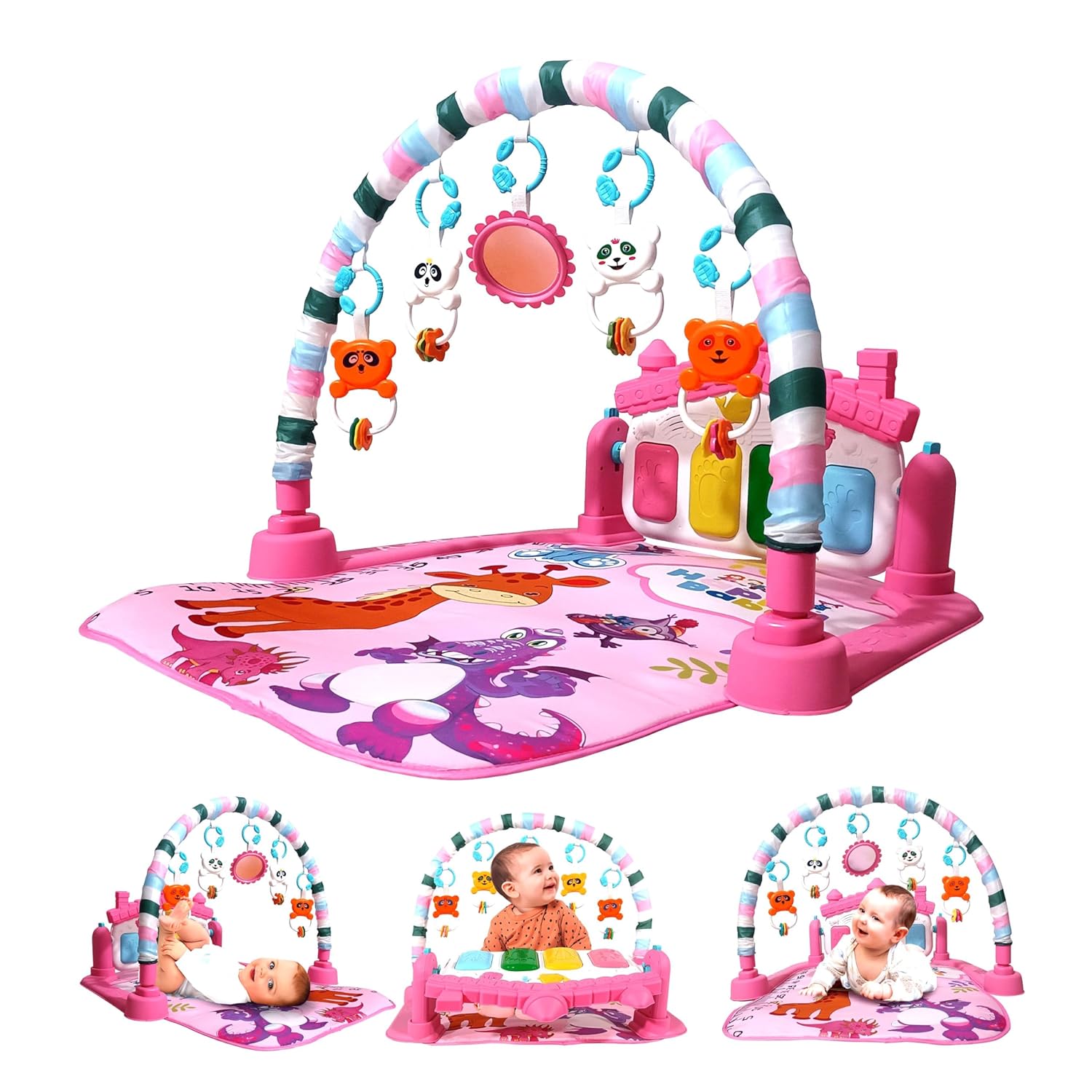 Kidsmate 4 Toyz Musical Baby Play Gym Mat with Music Lights Baby Crawling Mat for Newborn Baby