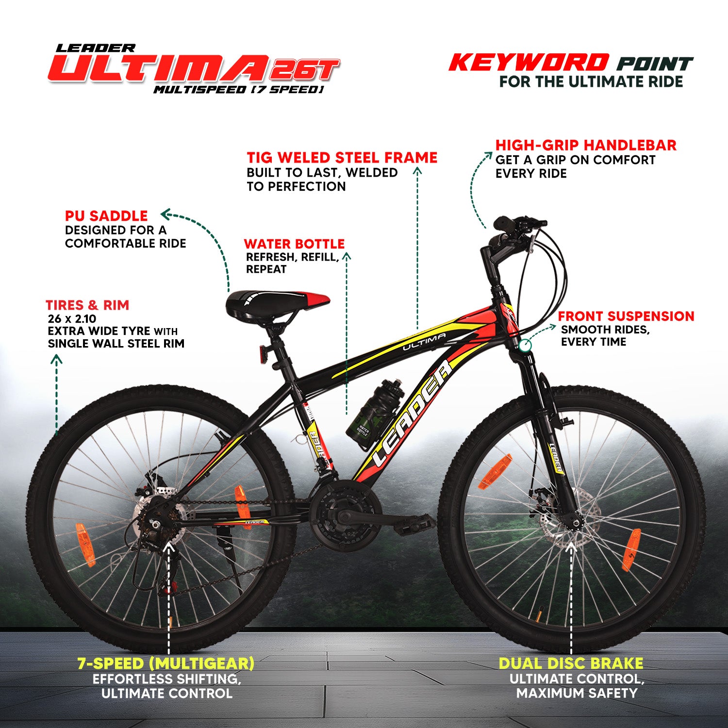 bike gear price Buy Leader Ultima 26T MTB Gear Cycle at Best Price Leader Bicycles