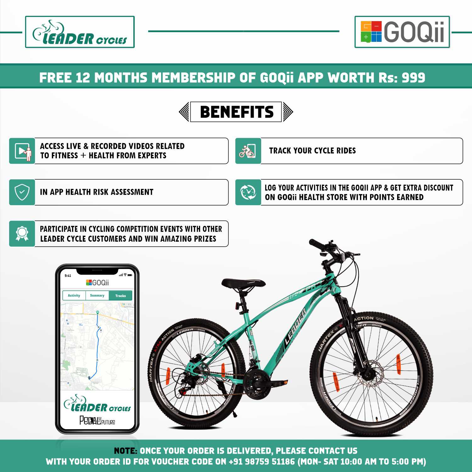 Leader Hike Pro 27.5T 21-Speed with free 12 month membership of GOQii app