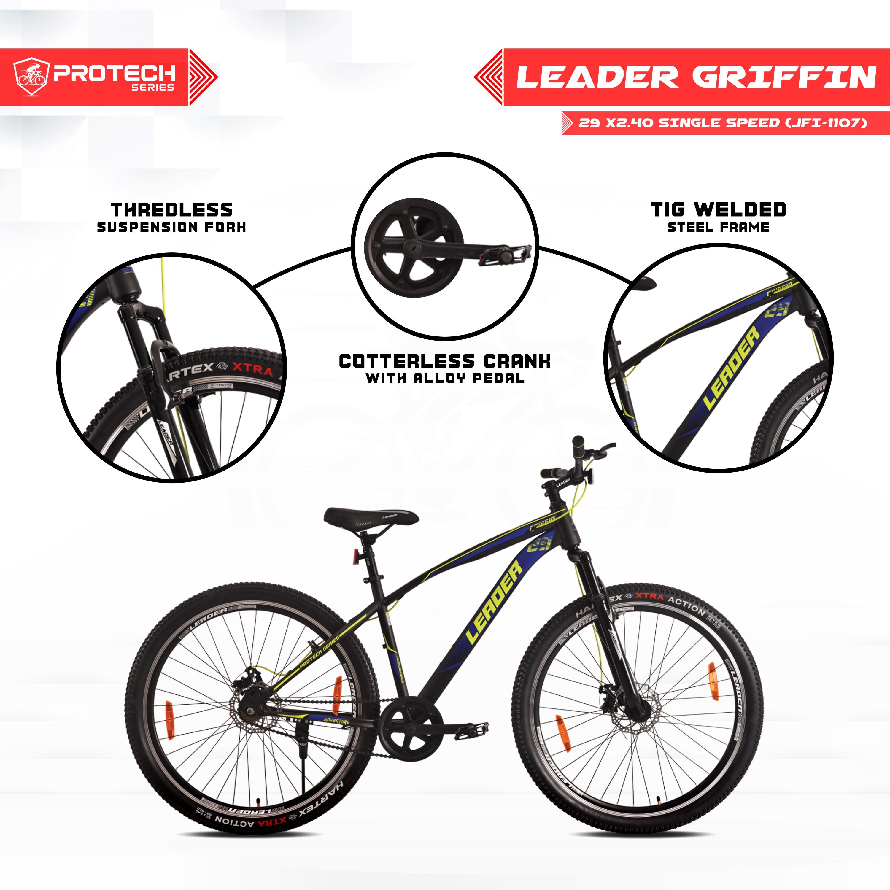 Leader Griffin 29T Single Speed MTB with Dual Disc Brake