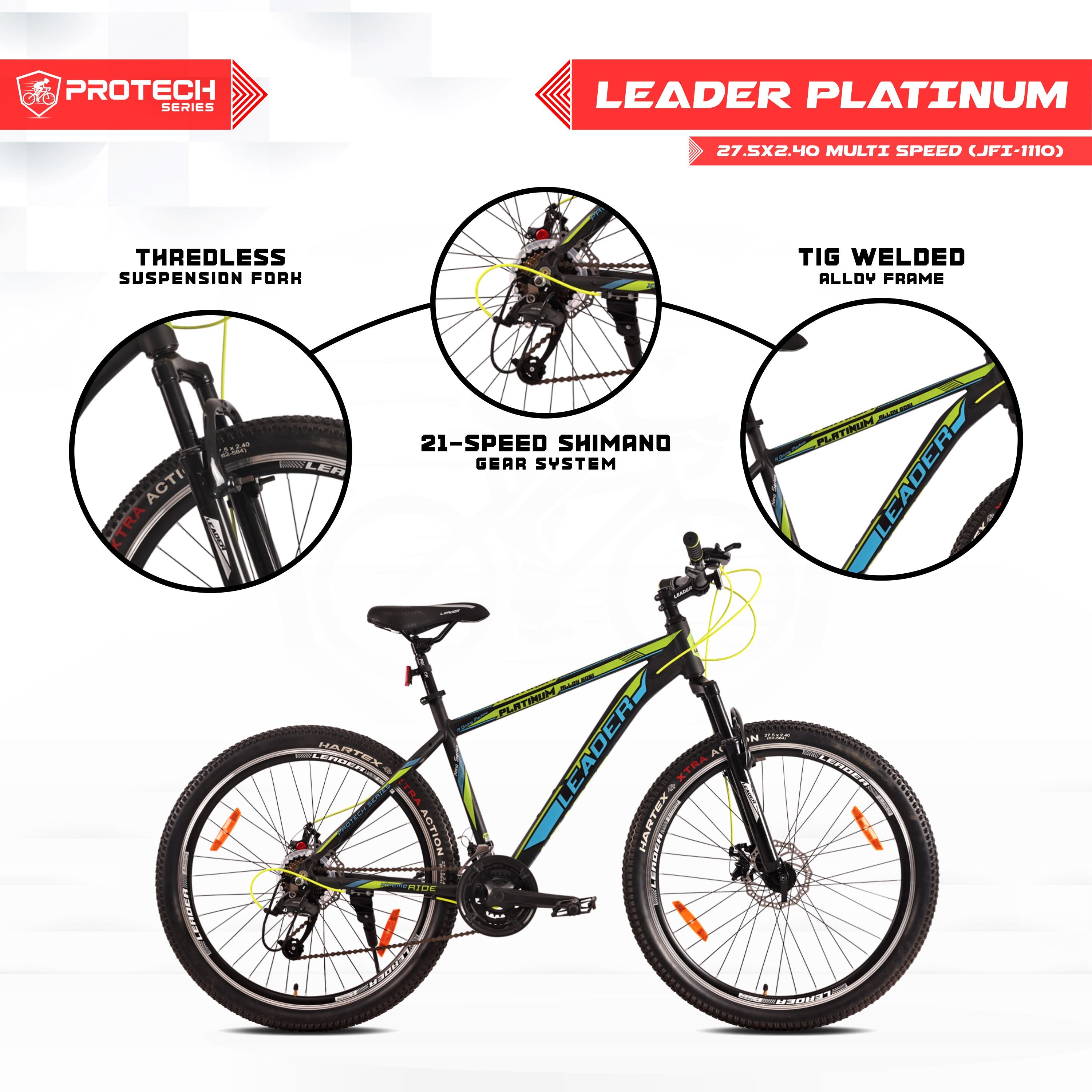Leader Platinum 27.5T 21 Speed Alloy cycle with Dual Disc Brake