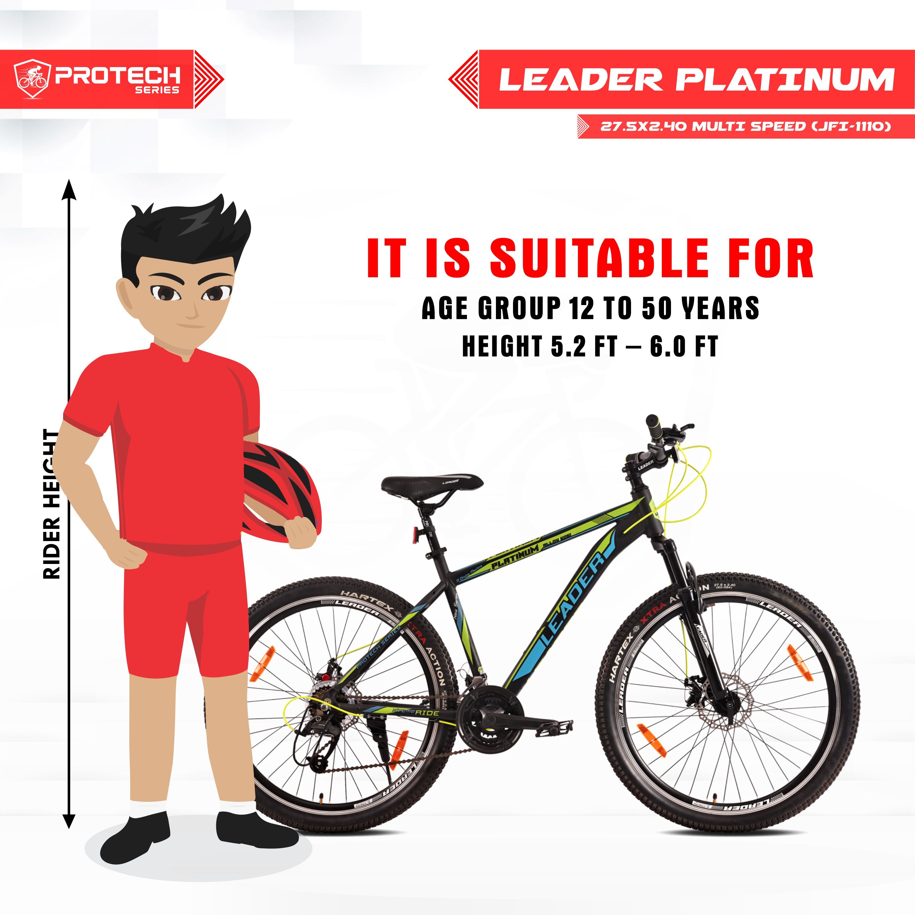 Leader Platinum 27.5T 21 Speed Alloy cycle with Dual Disc Brake