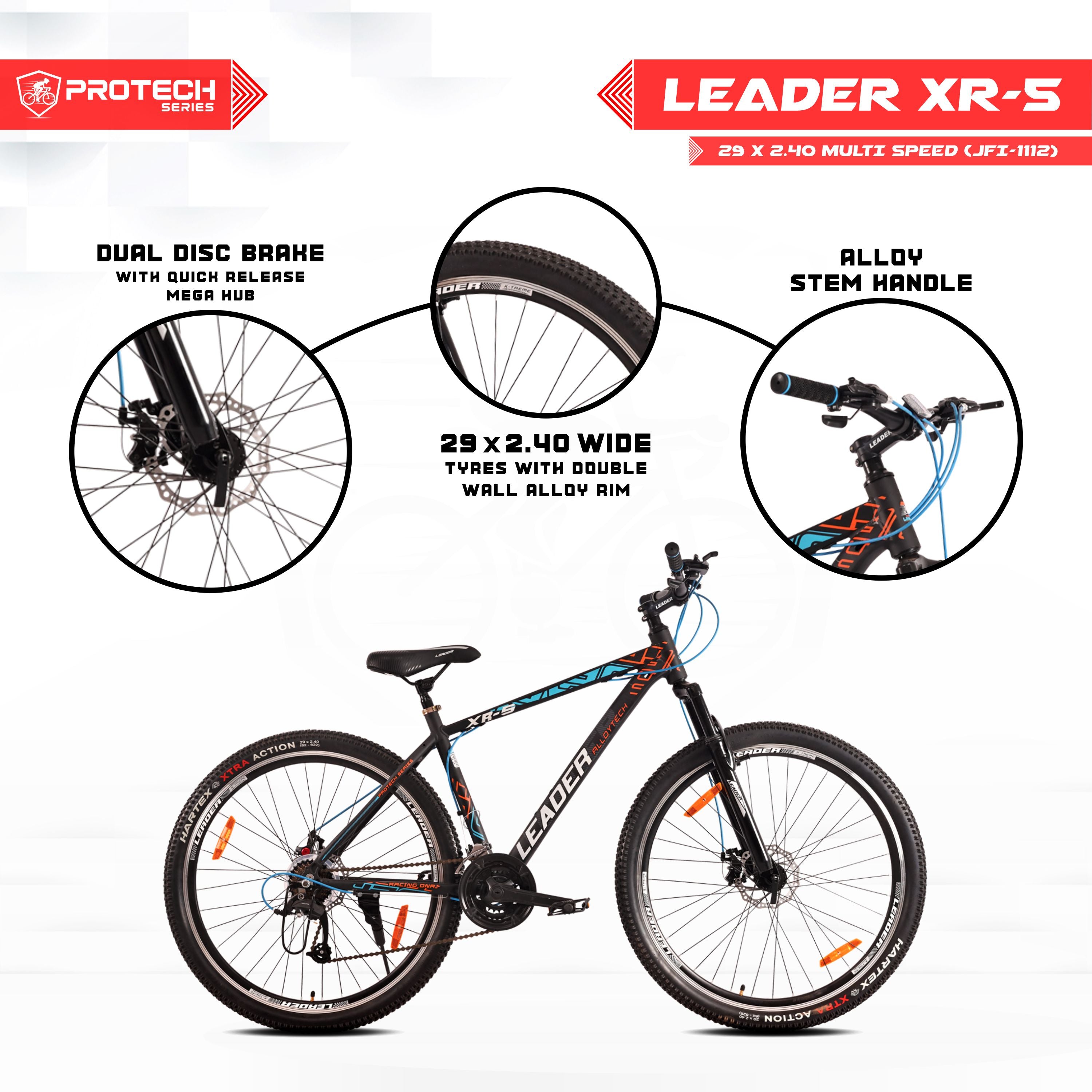 Leader XR-5 29T 21 Speed Alloy MTB cycle with Dual Disc Brake