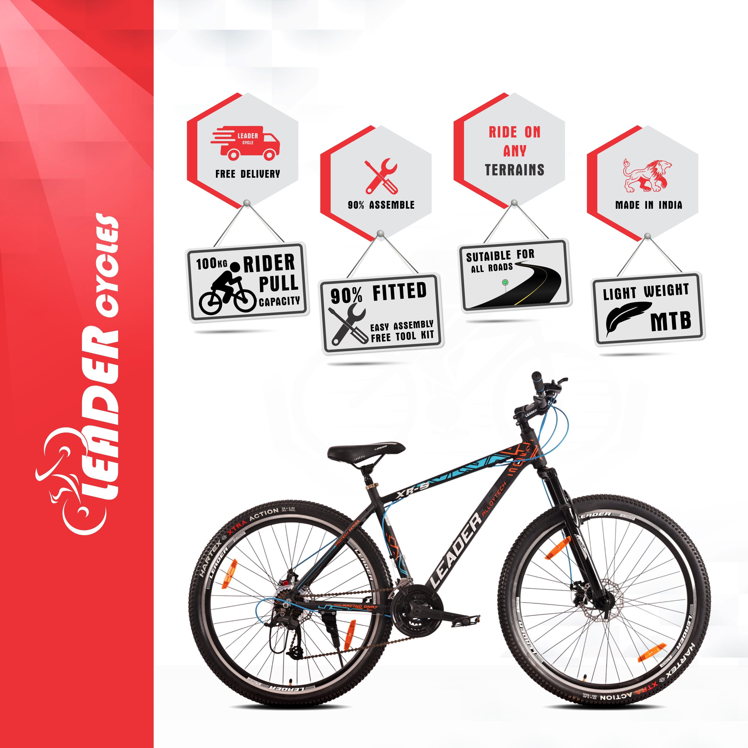 Leader XR-5 29T 21 Speed Alloy MTB cycle with Dual Disc Brake